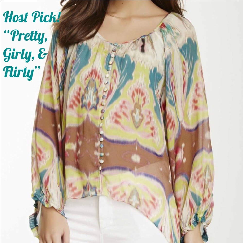 EUC Da-Nang 100% silk blouse, shark bite hem sz XS